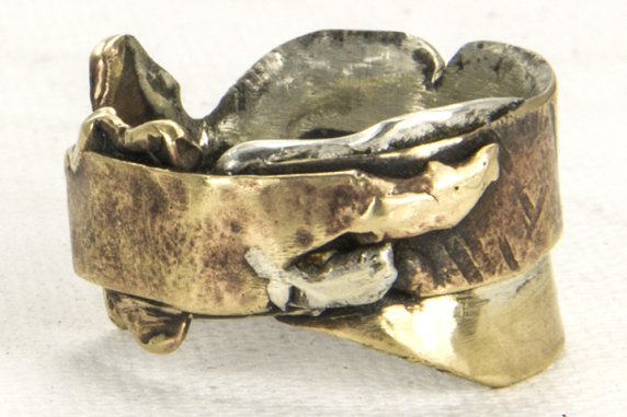 mixed metals unisex sculptural ring