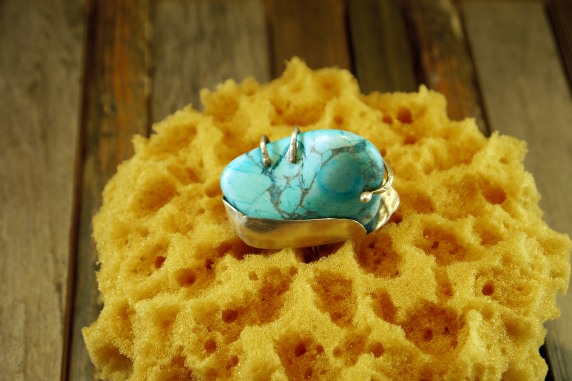 chunky turquoise stone Abstract turquoise and sterling ring
