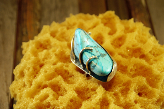 asymmetric setting Abstract turquoise and sterling ring