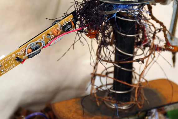 glass bottle neck with washers Steampunk ballerina sculpture