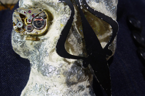 Steampunk Day of the dead Edwardian men's skull cuff bracelet