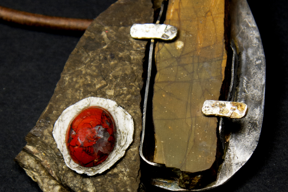 jasper stone necklace mixed media necklace