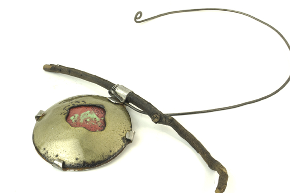 steel neckwrap with twig organic jewelry