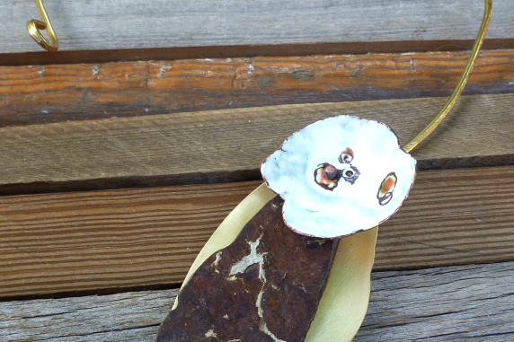 organic rustic enamel necklace enamel jewelry