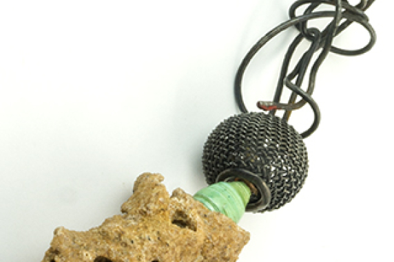 oblong pendant with enamel wire jewelry