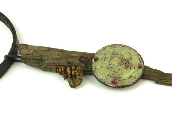 green enamel disc organic hippie necklace