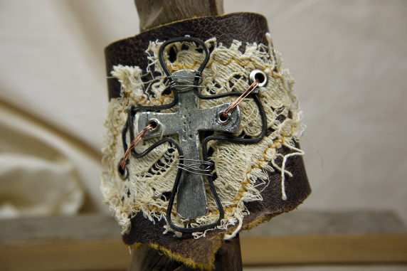 vintage lace and upcycled leather