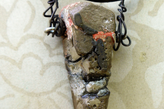 pieced together ruins and relics Chunky relics and ruins orange tone concrete shard necklace