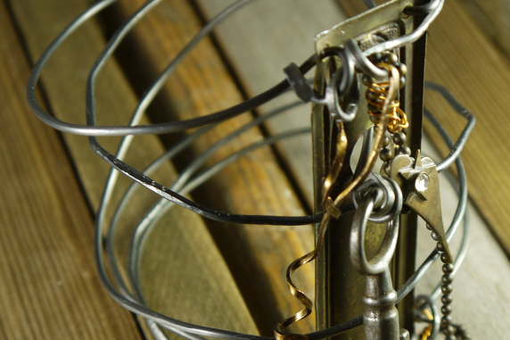 vintage key charm Industrial key hole steel wire bracelet