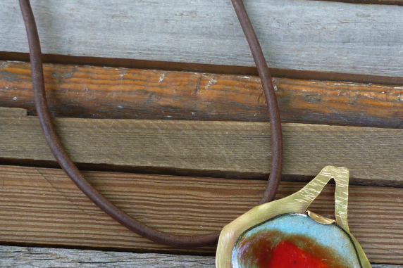 art jewelry with leather cord sustainable jewelry design