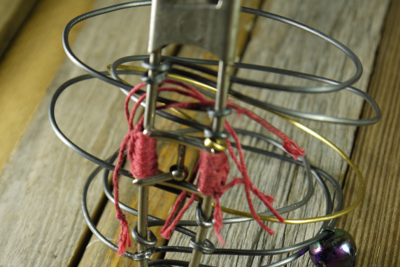 Industrial steel wire vintage safety pin bracelet redcord detail