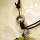 Ancient Roman glass leather and steel necklace