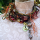 Yarn fringe mixed media charm necklace
