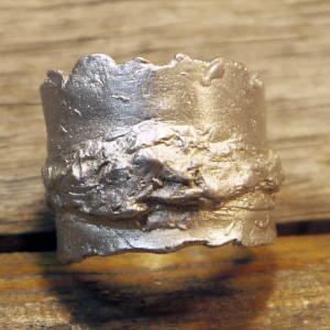 Unisex organic pewter nugget terrain ring