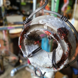 Concrete ring necklace with cold enamel 