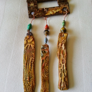 Epoxy clay charms on vintage hinge 
